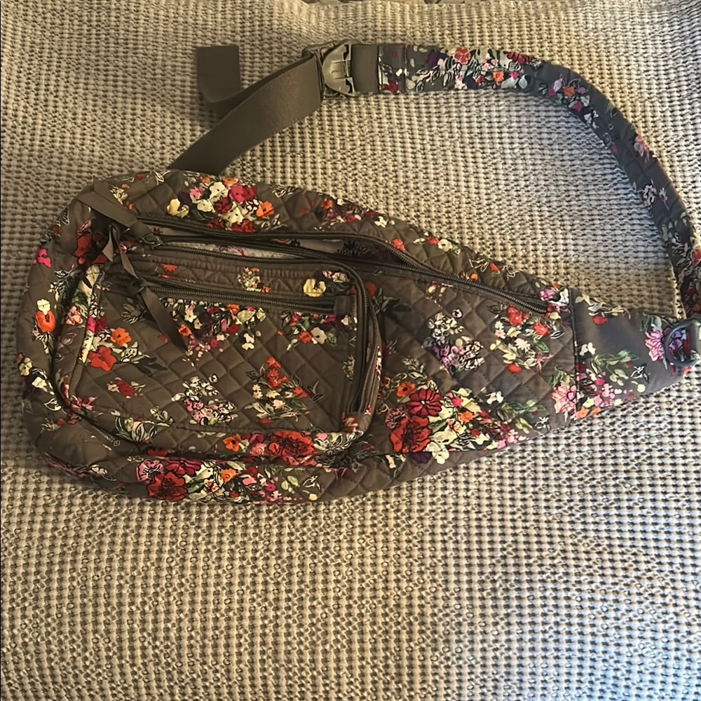 Gray and Red Vera Bradley Crossbody Bag with Adjustable Strap